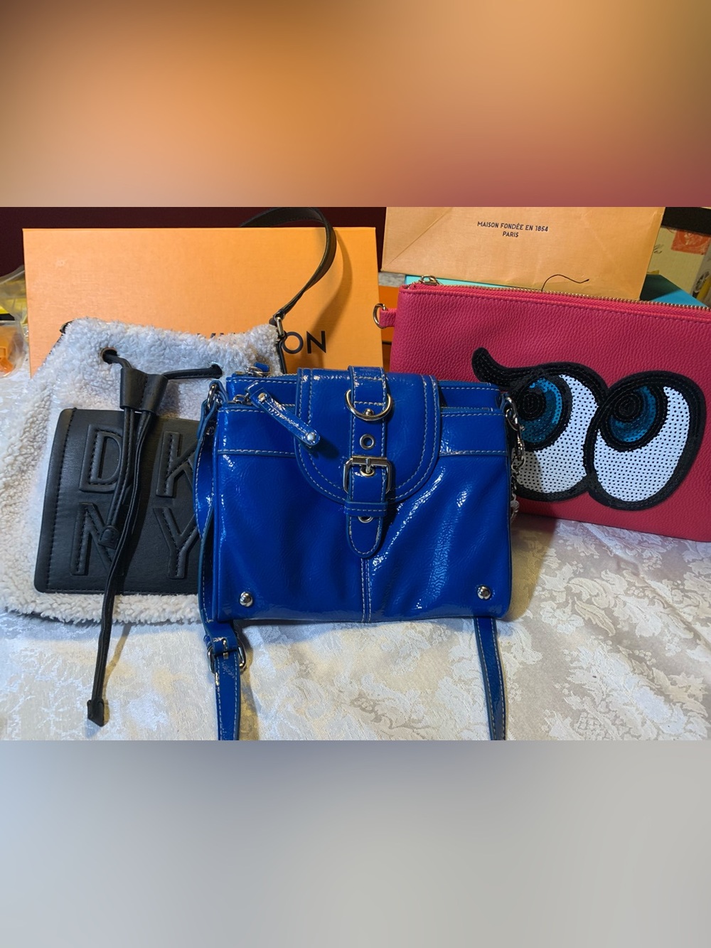 3 Authentic color set handbags! DKNY, Nine West and Imotion bags!